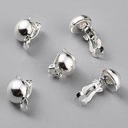 Brass Clip-on Earring Findings, 925 Sterling Silver Plated, 19x12x14mm, Hole: 1.8mm(KK-O131-03S-A)