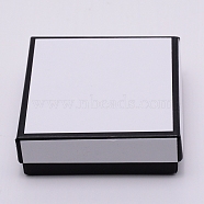 Paper Box, Snap Cover, with Sponge Mat, Jewelry Box, Square, White, 9.1x9.1x3.2cm(CON-WH0076-65C)