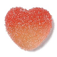 Resin Decoden Cabochons, Imitation Candy, Two Tone, Gradient Color, Heart, Tomato, 15.5x17x6mm(CRES-Y001-01A-02)