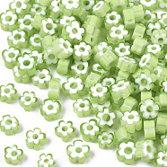 Glass Beads, Flower, Light Green, 5~7x5~7x2~3mm, Hole: 1mm(X-GLAA-T019-02-C01)