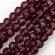 Transparent Glass Bead Strands, Imitate Austrian Crystal, Faceted(32 Facets), Round, Purple, 4mm, Hole: 1mm, about 96~100pcs/strand, 14~14.5 inch(X-GLAA-G013-4mm-59)