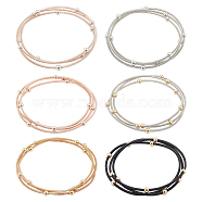 18Pcs 6 Colors Titanium Steel Satellite Chains Stretch Bracelets Set for Women, Mixed Color, Inner Diameter: 2-1/4 inch(5.8cm), 3Pcs/color(BJEW-BC0001-27)