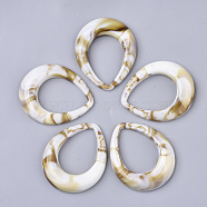 Acrylic Pendants, Imitation Gemstone Style, Teardrop, Linen, 53x43.5x8mm, Hole: 26x36mm, about 73pcs/500g(OACR-N130-019F)
