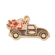 Thanksgiving Day Alloy Pendants, with Enamel, Golden, Truck, 17x29x1.6mm, Hole: 2mm(ENAM-R007-01G-12)