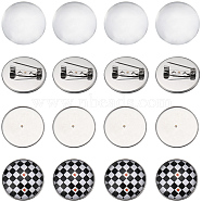 DIY Blank Dome Brooch Making Kit, Including 304 Stainless Steel Brooch Cabochon Settings, Flat Round, Glass Cabochons, Stainless Steel Color, 40Pcs/box(DIY-SC0023-83)