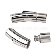 304 Stainless Steel Bayonet Clasps, Column, Stainless Steel Color, 28x9mm, Hole: 6mm(X-STAS-I013-6mm)