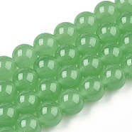 Imitation Jade Glass Beads Strands, Round, Lime Green, 6~6.5mm, Hole: 1.4mm, about 67~70pcs/strand, 14.76 inch~15.16 inch(37.5~38.5cm)(GLAA-T032-J6mm-02)