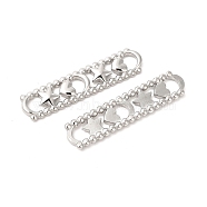 304 Stainless Steel Connector Charms, Oval with Moon & Star & Heart Links, Stainless Steel Color, 44.5x10.5x3mm, Inner Diameter: 4.5x5.5mm(STAS-L268-036P)