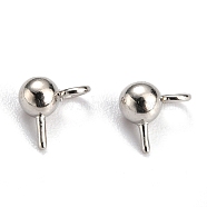 304 Stainless Steel Ball Post Stud Earring Findings, with Loop and 316 Surgical Stainless Steel Pin, Stainless Steel Color, 5x5x3mm, Hole: 1.5mm, Pin: 0.6mm(STAS-Z035-02P-B)