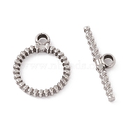 304 Stainless Steel Toggle Clasps, Twisted Pattern Round Ring, Stainless Steel Color, Round Ring: 19x16x2.5mm, Hole: 2.5mm, T-bar: 6x23x2.5mm, Hole: 2.5mm, 2pcs/set(STAS-G262-04P)