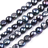 Natural Cultured Freshwater Pearl Beads Strands, Dyed, Two Sides Polished, Prussian Blue, 6~8x4~6mm, Hole: 0.8mm, about 52~60pcs/strand, 16.1 inch(X-PEAR-R064-21)