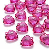 Transparent Acrylic Pendants, Faceted, Heart, Camellia, 31.5x29x12.5mm, Hole: 4mm, about 90pcs/500g(TACR-T024-03B-906)