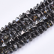Electroplate Glass Beads Strands, Petunia, Black, 6x8x8mm, Hole: 0.9mm, about 120pcs/strand, 23.6 inch(EGLA-T017-02D)