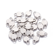 201 Stainless Steel Chain Tabs, Chain Extender Connectors, Stainless Steel Color, 15x8.5x0.7mm, Hole: 3mm(STAS-L234-012P)