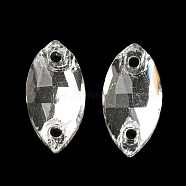 Glass Connector Charms, Faceted, Horse Eye Links, Clear, 12x6x3mm, Hole: 1mm(GLAA-A006-10B)