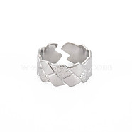 304 Stainless Steel Grooved Open Cuff Ring for Women, Stainless Steel Color, US Size 9 1/4(19.1mm)(RJEW-S405-241P)
