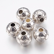 CCB Plastic Beads, Large Hole Beads, Round/FootBall/Soccer Ball, Antique Silver, 20x18.5mm, Hole: 5.5mm(CCB-E052-54AS)