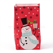 Christmas Theme Kraft Paper Bags, Gift Bags, Snacks Bags, Rectangle, Snowman Pattern, 23.2x13x8cm(CARB-H030-B05)