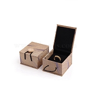 Rectangle Linen Ring Storage Box, Jewerly Gift Case for Rings, Peru, 6.5x6x4.2cm(PW-WG63171-01)