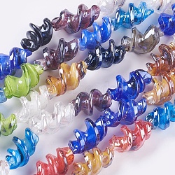 Handmade Lampwork Beads Strands, AB Color, Twist, Mixed Color,25~28x14~17mm, Hole: 2mm, about 15pcs/strand(X-D197-1)