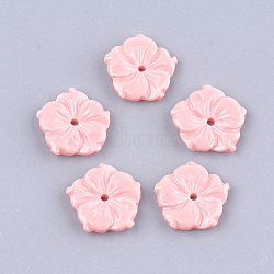 Synthetic Coral Beads, Dyed, Flower, Misty Rose, 18~19x18.5~19.5x3.5~4mm, Hole: 1.6mm(X-CORA-T010-08C)