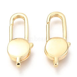 Brass Lobster Claw Clasps, Oval, Real 18K Gold Plated, 25x10x4mm, Hole: 3x2mm(KK-O132-11G)