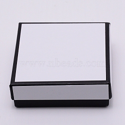 Paper Box, Snap Cover, with Sponge Mat, Jewelry Box, Square, White, 9.1x9.1x3.2cm(CON-WH0076-65C)