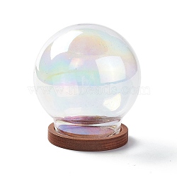 Glass Dome Cover, Decorative Display Case, Cloche Bell Jar Terrarium with Wood Base, Clear, 40x44mm(ODIS-I003-01C)