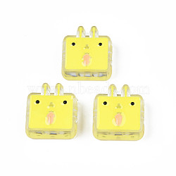 Transparent Acrylic Beads, with Enamel, Rabbit, Champagne Yellow, 24x22x8mm, Hole: 3mm(ACRC-S039-10C)