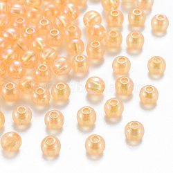 Transparent Acrylic Beads, AB Color Plated, Round, Gold, 6x5mm, Hole: 1.8mm, about 440pcs/50g(X-MACR-S370-B6mm-719)