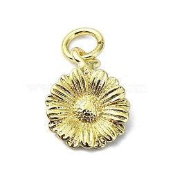 Brass Pendants, Real 18K Gold Plated, Flower, 12x9.5x1.5mm, Hole: 3mm(KK-H475-35G-02)