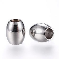 201 Stainless Steel Beads, Barrel, Large Hole Beads, Stainless Steel Color, 7x6mm, Hole: 3mm(STAS-A031C-P)