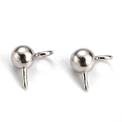 Non-Tarnish 304 Stainless Steel Ball Post Stud Earring Findings, with Loop and 316 Surgical Stainless Steel Pin, Stainless Steel Color, 5x5x3mm, Hole: 1.5mm, Pin: 0.6mm(STAS-Z035-02P-B)