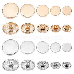 100Pcs 10 Styles Alloy Shank Buttons, 1-Hole, Flat Round, Platinum & Light Gold, 11.5~20x7mm, Hole: 2mm, 10pcs/style(BUTT-OC0001-45)