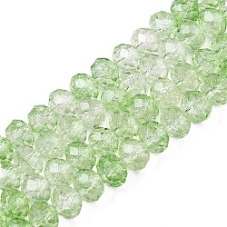 Transparent Glass Beads Strands, Faceted(32 Facets), Rondelle<P>Please Note: Because these beads are made in different batches, the color could be slightly different from one batch of beads to the next, Pale Green, 8x6.5mm, Hole: 1.2mm, about 63pcs/strand, 15.55''(39.5cm)(GLAA-T023-8mm-A02)