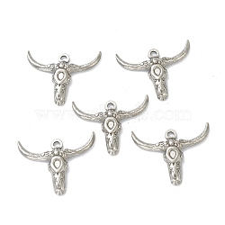 304 Stainless Steel Pendants, Ox Head, Stainless Steel Color, 20.5x25x3.5mm, Hole: 1.6mm(STAS-G244-15P)