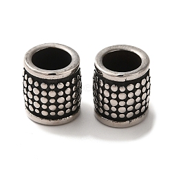 304 Stainless Steel European Beads, Large Hole Beads, Column, Antique Silver, 10x9.5mm, Hole: 6mm(STAS-A080-36AS)