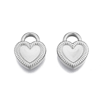 201 Stainless Steel Pendants, Heart, Stainless Steel Color, 18x14x3mm, Hole: 3.5x4.5mm