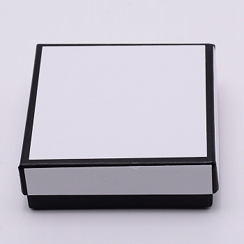 Paper Box, Snap Cover, with Sponge Mat, Jewelry Box, Square, White, 9.1x9.1x3.2cm