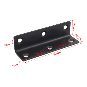 201 Stainless Steel L Shape Right Angle Bracket, Rectangle, Electrophoresis Black, 20x80x20mm, Hole: 5mm