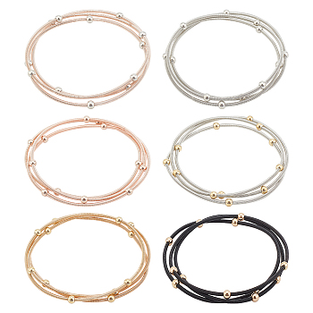 18Pcs 6 Colors Titanium Steel Satellite Chains Stretch Bracelets Set for Women, Mixed Color, Inner Diameter: 2-1/4 inch(5.8cm), 3Pcs/color