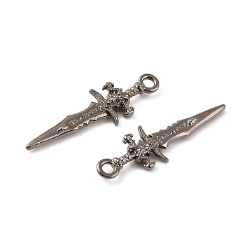 Tibetan Style Alloy Pendants, Sword Shape, Gunmetal, 30.5x9x3mm, Hole: 1.8mm