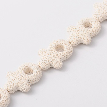 Synthetic Lava Rock Bead Strands, Female Gender Sign, Dyed, White, 38x34x8mm, Hole: 1mm, about 12pcs/strand, 16.1 inch
