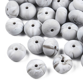 Food Grade Eco-Friendly Silicone Beads, Chewing Beads For Teethers, DIY Nursing Necklaces Making, Rondelle, Gainsboro, 14x8mm, Hole: 3mm