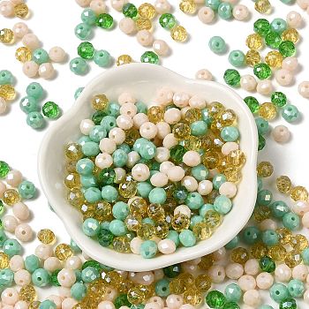 Glass Beads, Faceted, Rondelle, Medium Sea Green, 6x5mm, Hole: 1mm, about 280pcs/60g