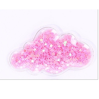 Quicksand Sequin Plastic Cabochons, for Hair Ornament & Costume Accessory, Cloud, Hot Pink, 7.7x4.7cm