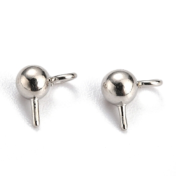 304 Stainless Steel Ball Post Stud Earring Findings, with Loop and 316 Surgical Stainless Steel Pin, Stainless Steel Color, 5x5x3mm, Hole: 1.5mm, Pin: 0.6mm