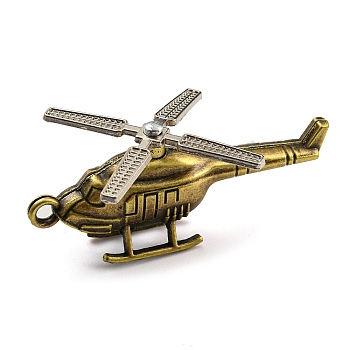 Tibetan Style Alloy Pendants, Helicopter, Cadmium Free & Lead Free, Antique Bronze, 52x37.5x22mm, Hole: 2.5mm