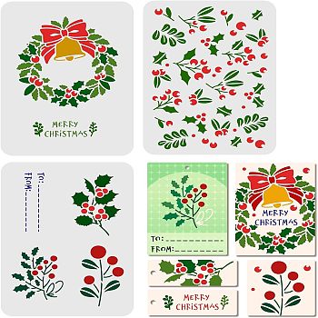 Plastic Drawing Painting Stencils Templates, for Painting on Scrapbook Fabric Tiles Floor Furniture Wood, Rectangle, Floral Pattern, 29.7x21cm, 3pcs/set