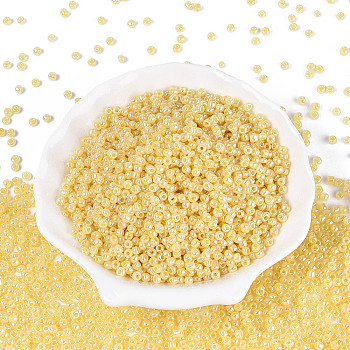 8/0 Glass Seed Beads, Ceylon, Round, Round Hole, Honeydew, 8/0, 3mm, Hole: 1mm, about 1111pcs/50g, 50g/bag, 18bags/2pounds